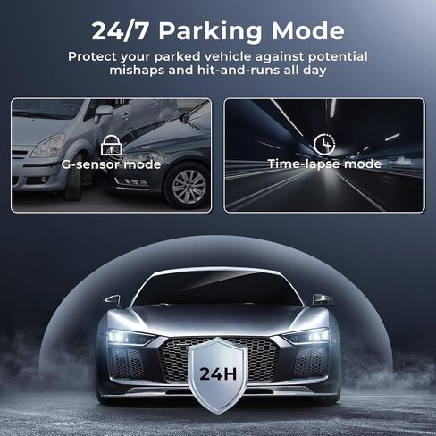 Dash Cam Front and Rear, 4K+2.5K+1080P with 170° Fisheye Lens, Full HD Dash Camera for Cars, 5GHz WiFi, IR Night Vision, WDR, 64GB Card Included, 24/7 Parking Mode, G-Sensor & Loop Recording（D7） in Saudi Arabia