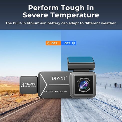 Dash Cam Front and Rear, 4K+2.5K+1080P with 170° Fisheye Lens, Full HD Dash Camera for Cars, 5GHz WiFi, IR Night Vision, WDR, 64GB Card Included, 24/7 Parking Mode, G-Sensor & Loop Recording（D7） in Saudi Arabia