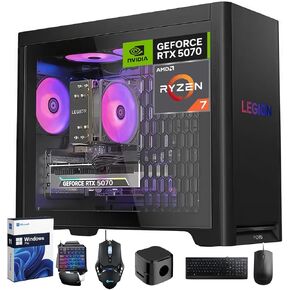 Lenovo Legion Tower 5 Gaming Desktop, AMD Ryzen 7 7800X3D (Up to 5 GHz), NVIDIA GeForce RTX 5070 12GB GDDR7, 64GB DDR5 5600MT/s, 1TB SSD, 2TB HDD, Whisper-Quiet Cooling, Windows 11 Pro, Accessories in Kuwait
