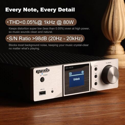 PowerAmp مدمج بقوة 200 وات بتقنية Bluetooth، فئة 100 وات × 2 قناة - D، خيارات إدخال غنية، شاشة مقاس 1.77 بوصة​ in Saudi Arabia