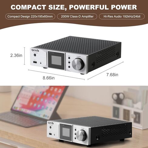 PowerAmp مدمج بقوة 200 وات بتقنية Bluetooth، فئة 100 وات × 2 قناة - D، خيارات إدخال غنية، شاشة مقاس 1.77 بوصة​ in Saudi Arabia