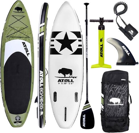 Atoll Inflatable Paddle Board with Premium SUP Stand Up Paddle Board Accessories & Back Pack, Non-Slip Comfort Deck for Unisex Adult in Kuwait