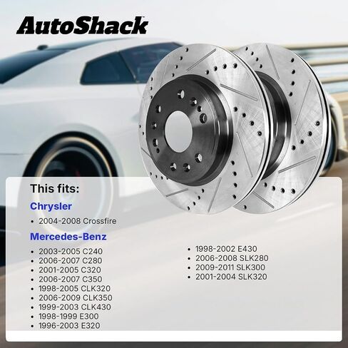 AutoShack Brake Rotors Front Brake Rotor Replacement Kit for Chrysler Crossfire Mercedes SLK300 CLK320 E320 CLK430 C320 E430 SLK320 C240 E300 C280 C350 2006-2008 SLK280 2006-2009 CLK350 RWD R44103PR in Saudi Arabia