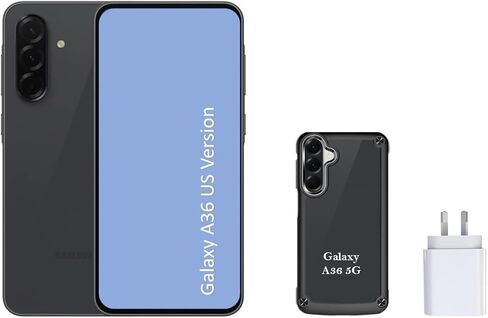 هاتف ذكي Samsung Galaxy A36 بسعة 128 جيجابايت 5G (مفتوح في الولايات المتحدة) - أسود رائع - حزمة مع شاحن فائق السرعة بقدرة 25 وات، وشاشة 6.7 بوصة، وبطارية تدوم طوال اليوم in Kuwait