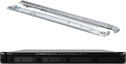 خادم Synology RackStation RS820RP+ NAS مع وحدة معالجة مركزية Atom 2.1 جيجا هرتز، وذاكرة 18 جيجا بايت، وتخزين محرك أقراص ثابتة سعة 64 تيرابايت، و4 منافذ LAN بسرعة 1 جيجابت، وطاقة زائدة، وحزمة نظام تشغيل DSM مع مجموعة السكك الحديدية in Saudi Arabia