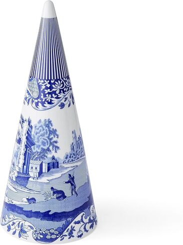 Spode Blue Italian Cone Shaped Topiary | Topiary for Home Décor with Iconic Blue Italian Motif | Made of Fine Porcelain (13") in Saudi Arabia