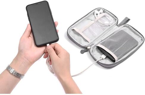 Portable Cable Management Bag‌ – Zippered Multi-Layer Storage Protects Devices from Scratches & Drops - Black in Saudi Arabia