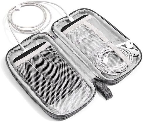 Portable Cable Management Bag‌ – Zippered Multi-Layer Storage Protects Devices from Scratches & Drops - Black in Saudi Arabia