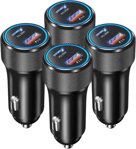 شاحن سيارة USB C 3 عبوات، OKRAY 36 وات شحن سريع PD3.0+QC3.0 شاحن هاتف سيارة بمنفذ مزدوج نوع C+USB A 12 فولت محول ولاعة سجائر لهاتف iPhone 17 16 15 14 13 12 Pro، Samsung Galaxy S25 S24 A55 A16 A15 in Kuwait