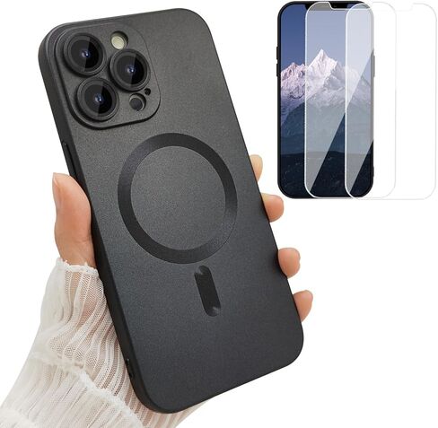 حافظة هاتف مغناطيسية لهاتف iPhone 13 Pro للنساء، [متوافقة مع المغناطيسي] تصميم معدني ناعم غير لامع مع واقيات عدسة و2 واقي شاشة لهاتف iPhone 13 Pro 6.1 بوصة - أحمر خمري in Kuwait