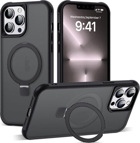 Compatible with iPhone 14 Case & iPhone 13 Case 6.1" with Invisible Ring Stand [Compatible with Mag-Safe] Translucent with Magnetic Kickstand, Blue in Saudi Arabia
