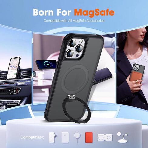 Compatible with iPhone 14 Case & iPhone 13 Case 6.1" with Invisible Ring Stand [Compatible with Mag-Safe] Translucent with Magnetic Kickstand, Blue in Saudi Arabia