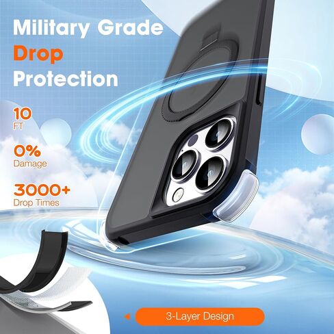 Compatible with iPhone 14 Case & iPhone 13 Case 6.1" with Invisible Ring Stand [Compatible with Mag-Safe] Translucent with Magnetic Kickstand, Blue in Saudi Arabia
