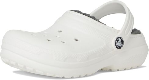 Crocs Unisex-Child Classic Lined Clog | Toddler Slippers, White/Grey, 7 Toddler in Kuwait