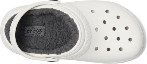 Crocs Unisex-Child Classic Lined Clog | Toddler Slippers, White/Grey, 7 Toddler in Kuwait