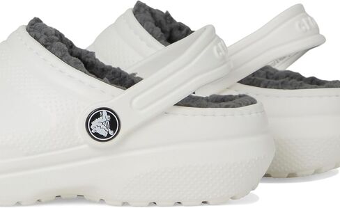 Crocs Unisex-Child Classic Lined Clog | Toddler Slippers, White/Grey, 7 Toddler in Kuwait
