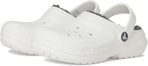 Crocs Unisex-Child Classic Lined Clog | Toddler Slippers, White/Grey, 7 Toddler in Kuwait