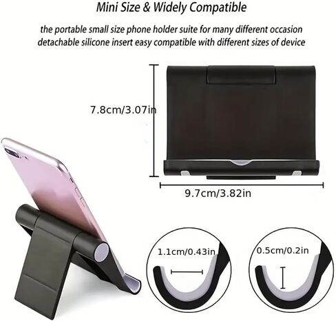 Multifunctional Foldable Phone Holder – Universal Adjustable Desktop Stand for Tablets & Phones –Black Plastic Holder for Bedside or Office Use in Saudi Arabia