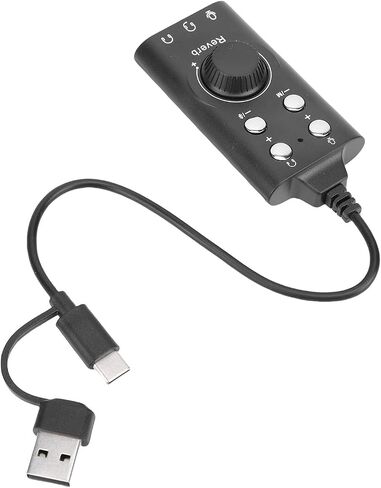 علامة تبويب سرعة ستيريو خارجية USB من Bewinner مع التحكم في مستوى الصوت للكمبيوتر المحمول - صوت محيطي 7.1 غامر للاعبين، التوصيل والتشغيل - مادة ABS سوداء in Kuwait