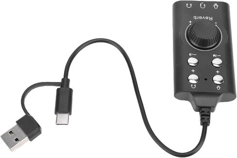 علامة تبويب سرعة ستيريو خارجية USB من Bewinner مع التحكم في مستوى الصوت للكمبيوتر المحمول - صوت محيطي 7.1 غامر للاعبين، التوصيل والتشغيل - مادة ABS سوداء in Kuwait