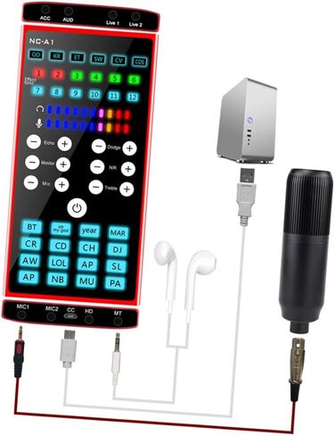 Multi-Purpose Compact Voice Disguiser Sound Card with Dual Dsp Noise Reduction Low Power Consumption Audio Mixer for Live Streaming Podcasting Gaming and Computer Voice Changing in Kuwait