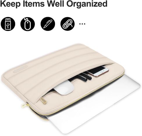MOSISO 13.3 inch Laptop Case, 13-13.3 inch Puffy Laptop Sleeve Compatible with MacBook Air 13 13.6 M4 M3 M2 M1/Pro 13/Pro 14, HP Dell ASUS Lenovo,Polyester Horizontal Bag with Small Case, Sand in Saudi Arabia