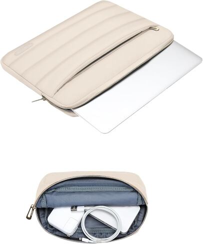 MOSISO 13.3 inch Laptop Case, 13-13.3 inch Puffy Laptop Sleeve Compatible with MacBook Air 13 13.6 M4 M3 M2 M1/Pro 13/Pro 14, HP Dell ASUS Lenovo,Polyester Horizontal Bag with Small Case, Sand in Saudi Arabia