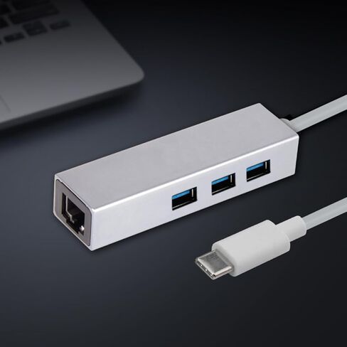 Angoily Type-c to USB Hub Ethernet Adapter for and Compatible High-Speed Data to and Play White in Saudi Arabia