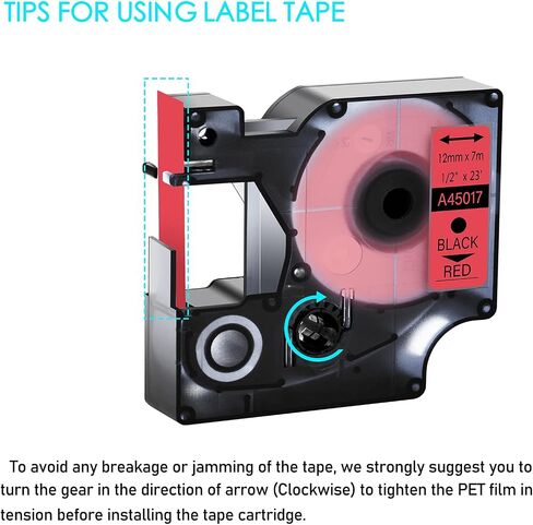 GREENCYCLE Label Maker Tape 45017 S0720570 Compatible for DYMO D1 1/2" (12mm) x 23ft (7m) for LabelManager 210D 220P 260P 160 280 420P 350 360D 450 COLORPOP LMPnP LP250 (Black Print on Red, 5 Pack) in Saudi Arabia