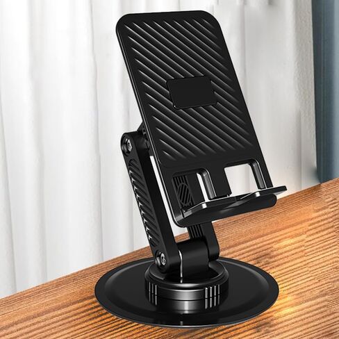 Adjustable Cell Phone Stand Accessories, 360°Rotating Phone Holder for Desk, Foldable Phone Holder, with Sturdy Metal Disc Base, for iPhone 16 15 14 13 12 Pro Max and All Smart Phones (Black) in Saudi Arabia
