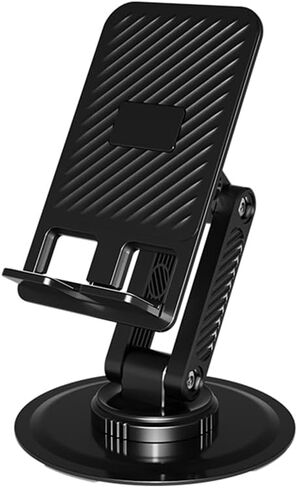 Adjustable Cell Phone Stand Accessories, 360°Rotating Phone Holder for Desk, Foldable Phone Holder, with Sturdy Metal Disc Base, for iPhone 16 15 14 13 12 Pro Max and All Smart Phones (Black) in Saudi Arabia