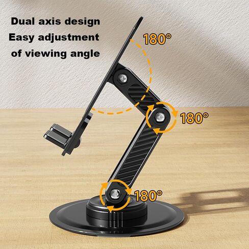 Adjustable Cell Phone Stand Accessories, 360°Rotating Phone Holder for Desk, Foldable Phone Holder, with Sturdy Metal Disc Base, for iPhone 16 15 14 13 12 Pro Max and All Smart Phones (Black) in Saudi Arabia