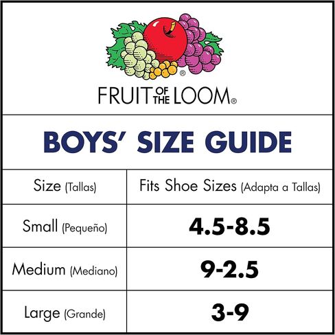 جوارب كاجوال من Fruit Of The Loom للأولاد 10 أزواج نصف وسادة No Show (مجموعة من 10), وايت اسورتد, S in Saudi Arabia