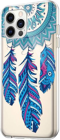 6.7 inch Compatible with iPhone 14 pro max case Blue Dreamcatcher Painting TPU Transparent Phone Case with red Stylus Slim Shockproof Phone Cases for iPhone 14 Pro Max[9000] in Saudi Arabia