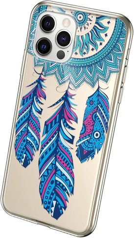 6.7 inch Compatible with iPhone 14 pro max case Blue Dreamcatcher Painting TPU Transparent Phone Case with red Stylus Slim Shockproof Phone Cases for iPhone 14 Pro Max[9000] in Saudi Arabia