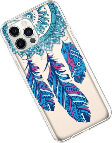 6.7 inch Compatible with iPhone 14 pro max case Blue Dreamcatcher Painting TPU Transparent Phone Case with red Stylus Slim Shockproof Phone Cases for iPhone 14 Pro Max[9000] in Saudi Arabia