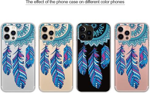 6.7 inch Compatible with iPhone 14 pro max case Blue Dreamcatcher Painting TPU Transparent Phone Case with red Stylus Slim Shockproof Phone Cases for iPhone 14 Pro Max[9000] in Saudi Arabia