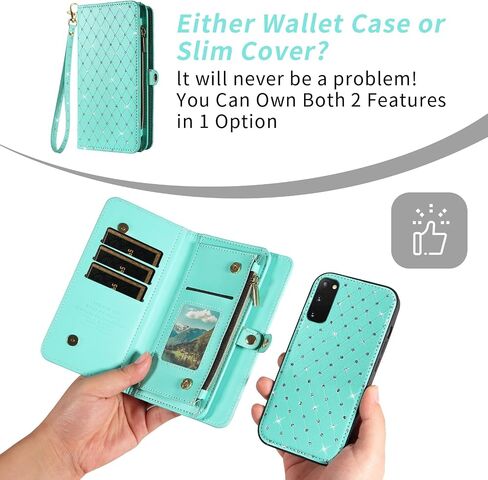 حافظة هاتف Asuwish لهاتف Samsung Galaxy S22 5G مزودة بسحاب وغطاء خلوي قابل للفصل مع واقي شاشة من الزجاج المقسى وحزام كروس وحامل بطاقات قلاب لامع S 22 22S 4G G5 6.1 بوصة للنساء باللون الأسود in Saudi Arabia