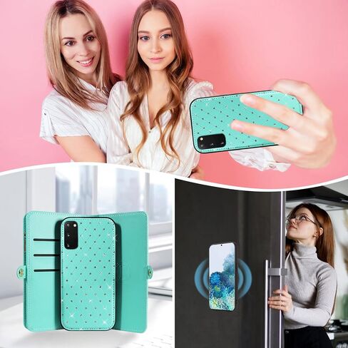 حافظة هاتف Asuwish لهاتف Samsung Galaxy S22 5G مزودة بسحاب وغطاء خلوي قابل للفصل مع واقي شاشة من الزجاج المقسى وحزام كروس وحامل بطاقات قلاب لامع S 22 22S 4G G5 6.1 بوصة للنساء باللون الأسود in Saudi Arabia