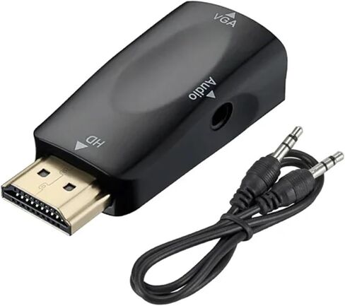 محول فيديو 1080P/720P HD إلى V/GA ​​ذكر إلى أنثى متوافق مع HDMI D-Sub مع كابل 3.5 مم للكمبيوتر الشخصي (أبيض) in Saudi Arabia