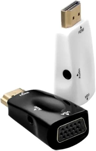 محول فيديو 1080P/720P HD إلى V/GA ​​ذكر إلى أنثى متوافق مع HDMI D-Sub مع كابل 3.5 مم للكمبيوتر الشخصي (أبيض) in Saudi Arabia