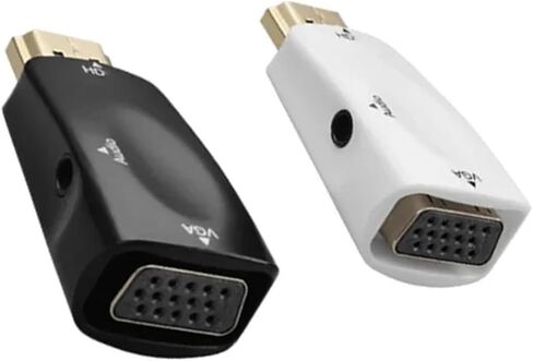 محول فيديو 1080P/720P HD إلى V/GA ​​ذكر إلى أنثى متوافق مع HDMI D-Sub مع كابل 3.5 مم للكمبيوتر الشخصي (أبيض) in Saudi Arabia