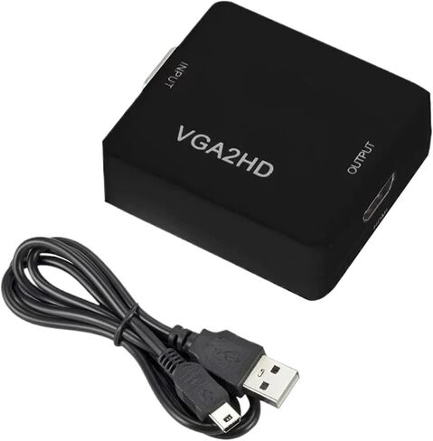محول V/GA ​​إلى HDMI محمول VGA2HDMI محول صندوق فيديو 1080P لجهاز العرض PC HDTV TV (أسود VGA إلى HDTV) in Saudi Arabia