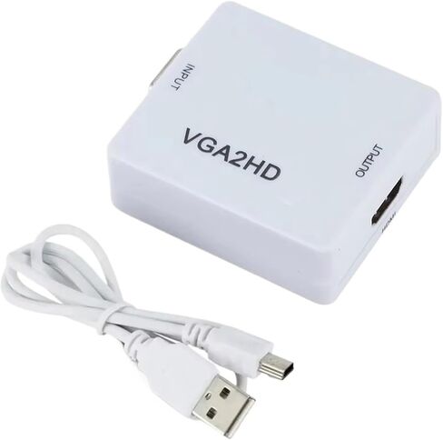 محول V/GA ​​إلى HDMI محمول VGA2HDMI محول صندوق فيديو 1080P لجهاز العرض PC HDTV TV (أسود VGA إلى HDTV) in Saudi Arabia