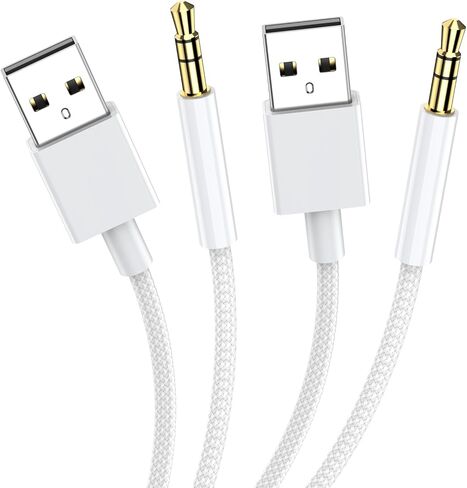 كابل صوت Aux بطول 3 أقدام إلى 3.5 ملم، قطعتان، محول USB مضفر من النايلون ذكر إلى AUX ذكر سلك صوت ستيريو TRS لسماعات الرأس، وأجهزة الكمبيوتر الشخصية، وأجهزة الكمبيوتر المحمول، ومكبرات الصوت، وأجهزة الكمبيوتر التي تعمل بنظام Windows PS5 PS4 Mac OSX Desktops in Kuwait