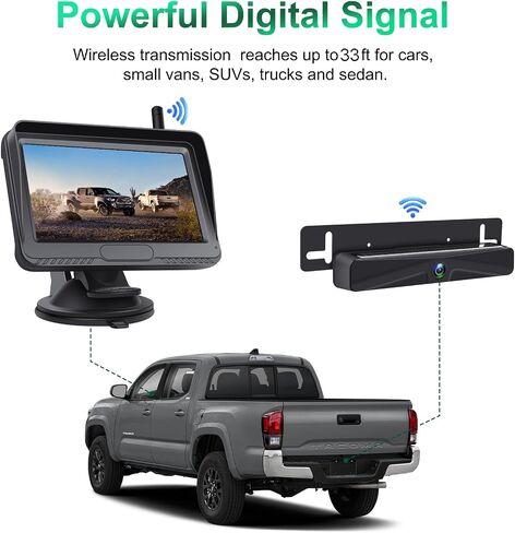 Solar Wireless Backup Camera with 4.3" Monitor, Reversing Camera USB Charger Port 5000mAh Battery Easy Installation Back Up Camera,Waterproof Reverse Camera for Car RV Van,SUV,Truck in Saudi Arabia