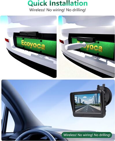 Solar Wireless Backup Camera with 4.3" Monitor, Reversing Camera USB Charger Port 5000mAh Battery Easy Installation Back Up Camera,Waterproof Reverse Camera for Car RV Van,SUV,Truck in Saudi Arabia