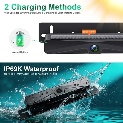 Solar Wireless Backup Camera with 4.3" Monitor, Reversing Camera USB Charger Port 5000mAh Battery Easy Installation Back Up Camera,Waterproof Reverse Camera for Car RV Van,SUV,Truck in Saudi Arabia