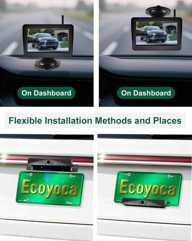 Solar Wireless Backup Camera with 4.3" Monitor, Reversing Camera USB Charger Port 5000mAh Battery Easy Installation Back Up Camera,Waterproof Reverse Camera for Car RV Van,SUV,Truck in Saudi Arabia