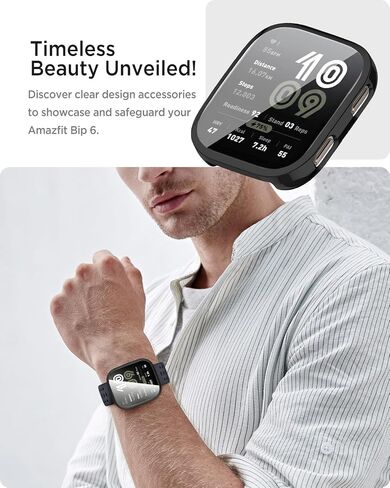 2 Pack Miimall Case Compatible for Amazfit Bip 6 Bumper [Plating Frame] [Full Coverage], Scratch-Proof, Women Men Soft TPU Cover Protective Cases All-Around Screen Protector for Bip 6 (Clear) in Saudi Arabia
